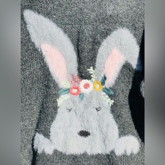 Zara kids girls fuzzy bunny appliqué sweater - Picture 4 of 7